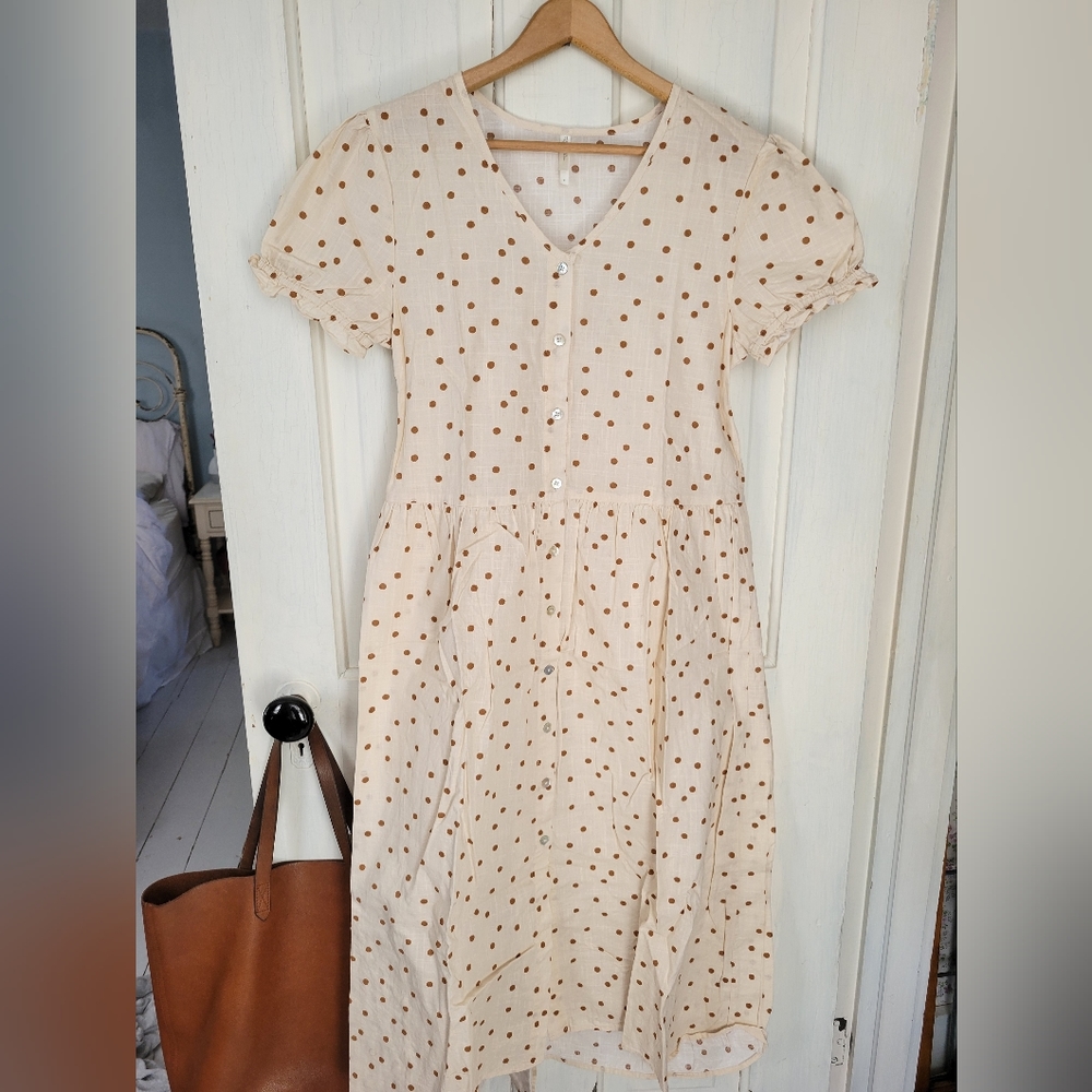 Rylee + Cru Polka Dot Midi Dress, Size Small